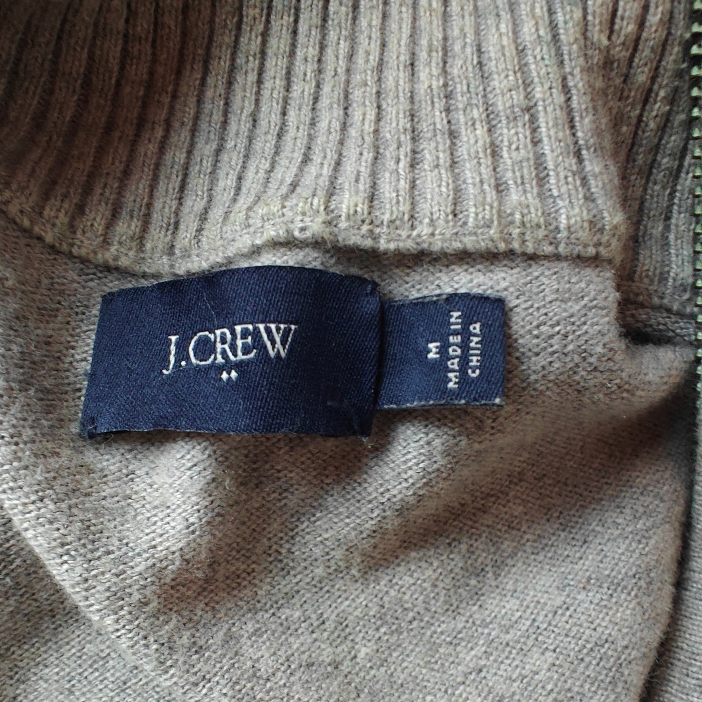 Tan Knit Quarter Zip Sweater