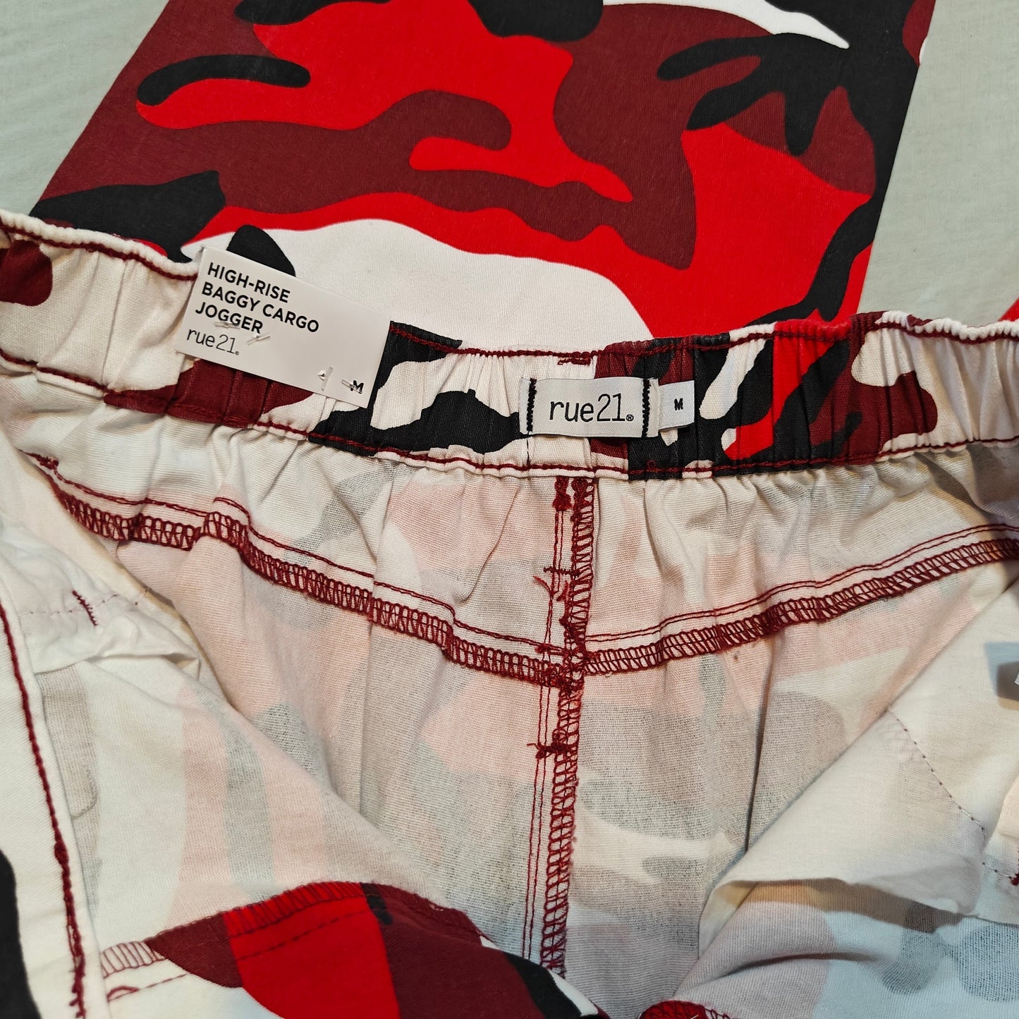 Red Camo High Rise Cargo Joggers