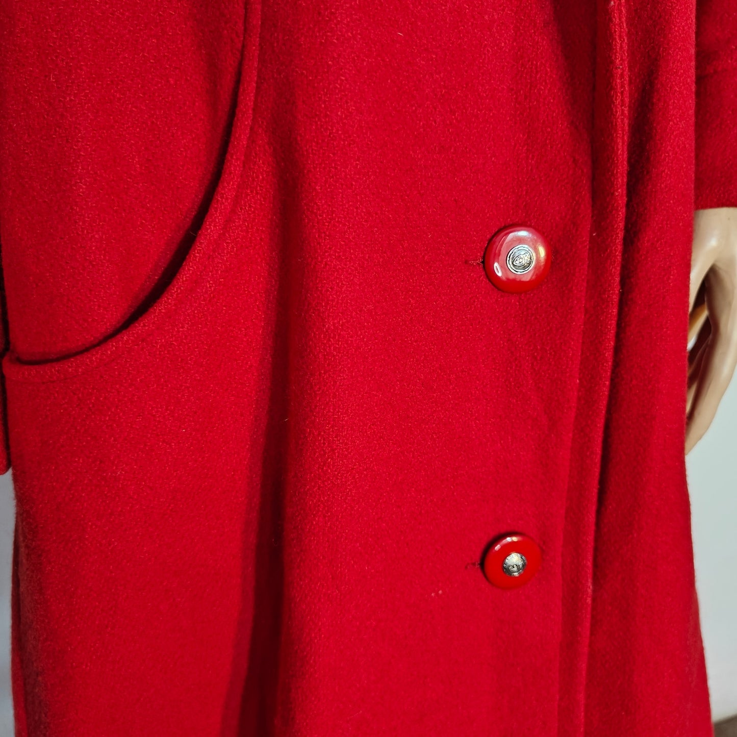 Red Vintage Wool Blend Overcoat