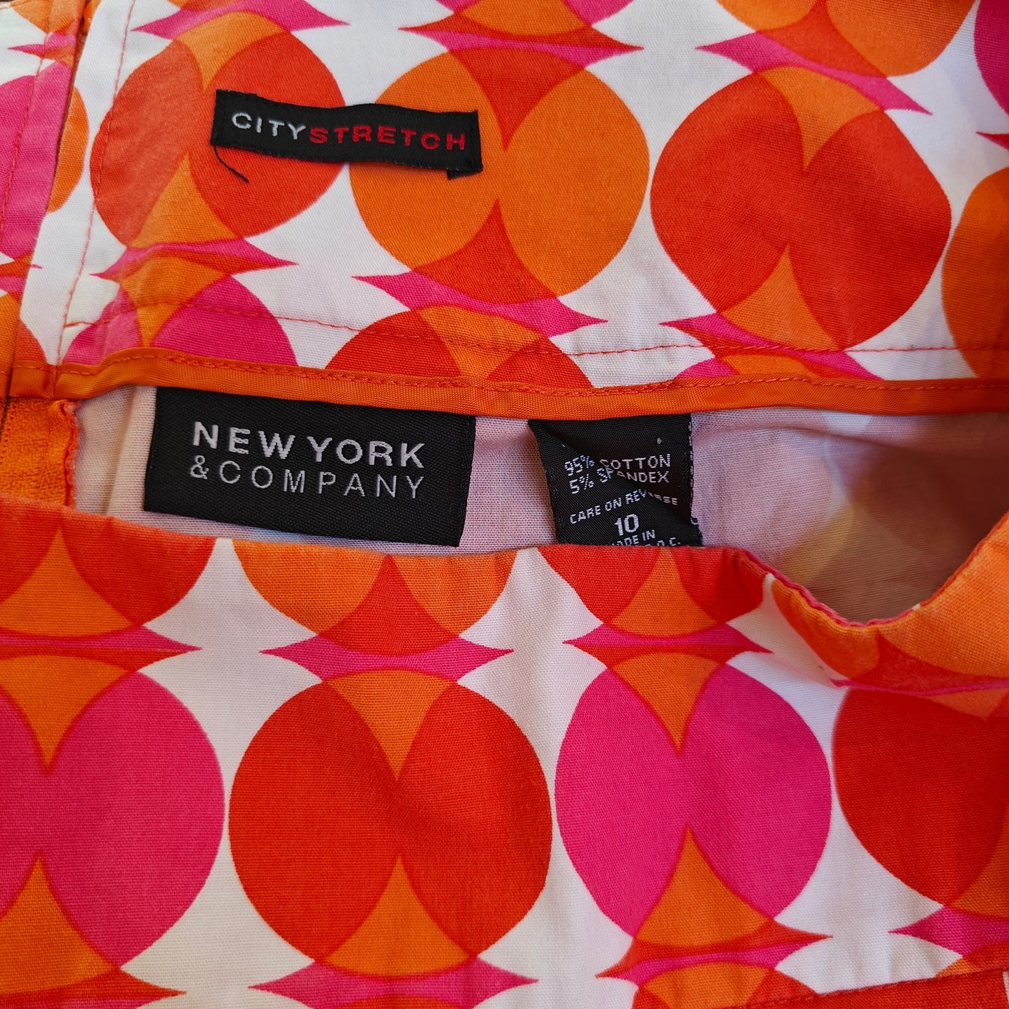 Mod Orange and Pink Geometric Print Mini Skirt