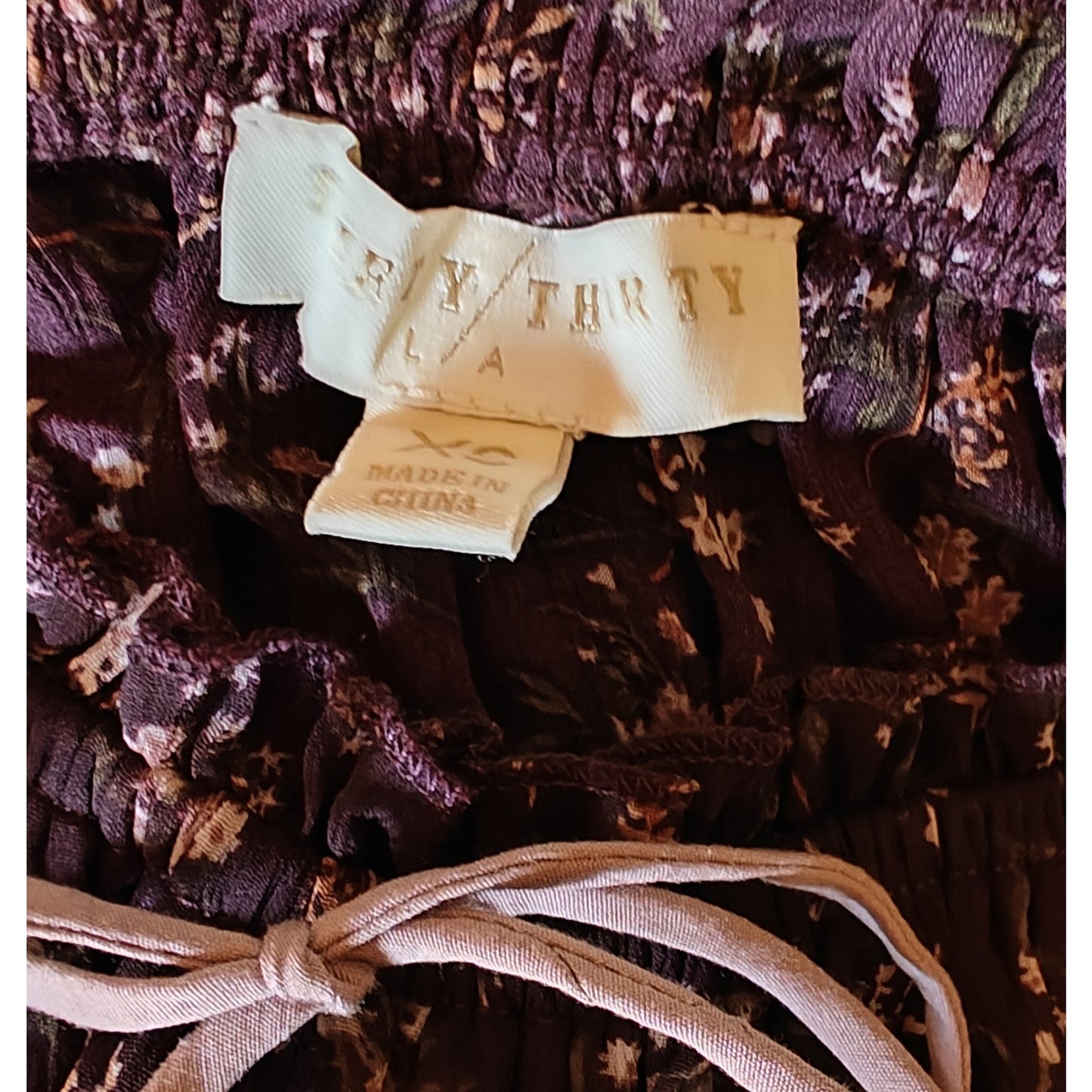 Brown Floral Sheer Ruched Tie Front Cami