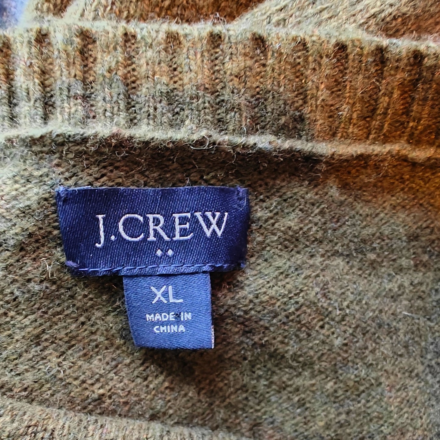 Olive Green Wool Blend Crewneck Sweater