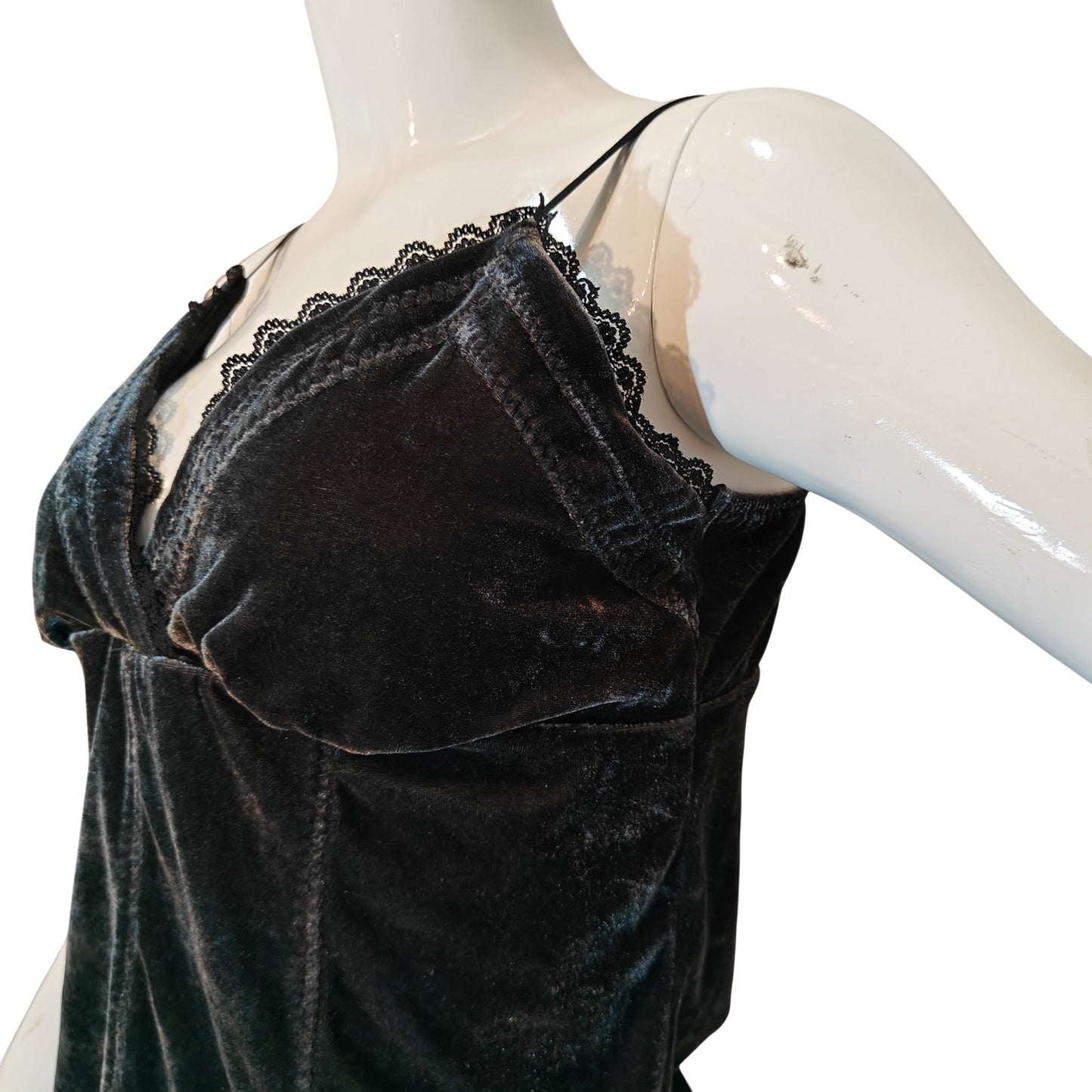Gray Velvet Lace Trim Camisole