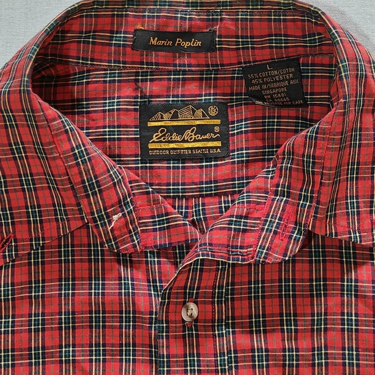 Marin Poplin Red Plaid Button Front Shirt