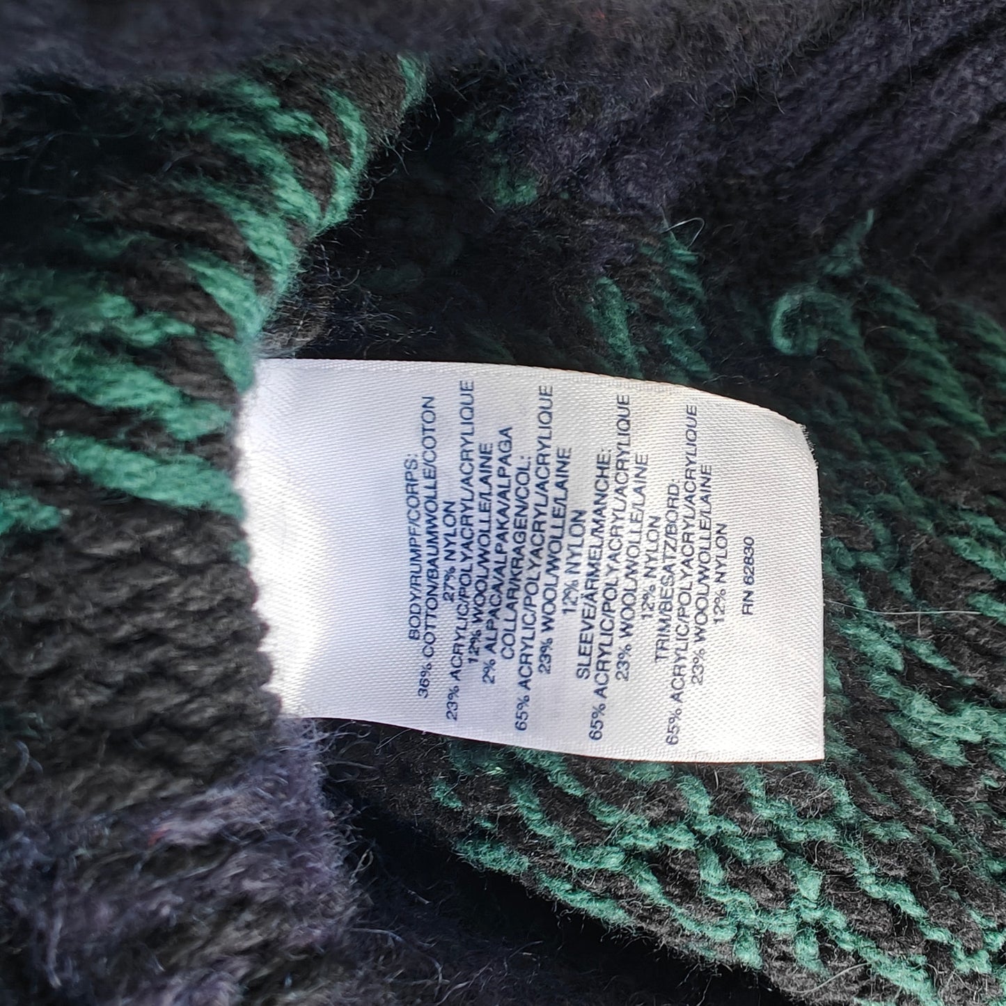 Navy & Green Plaid Cowl-Neck Poncho Sweater