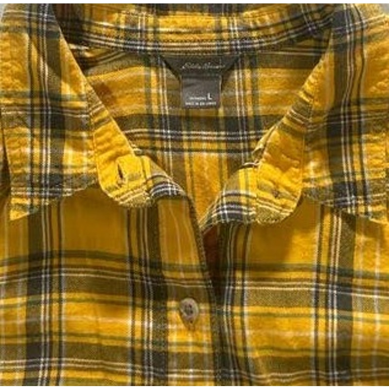 Yellow Plaid Flannel Button Front Shirt