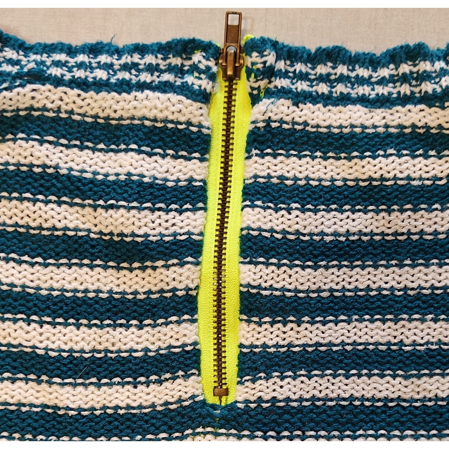 Striped Crop Teal & White Sweater