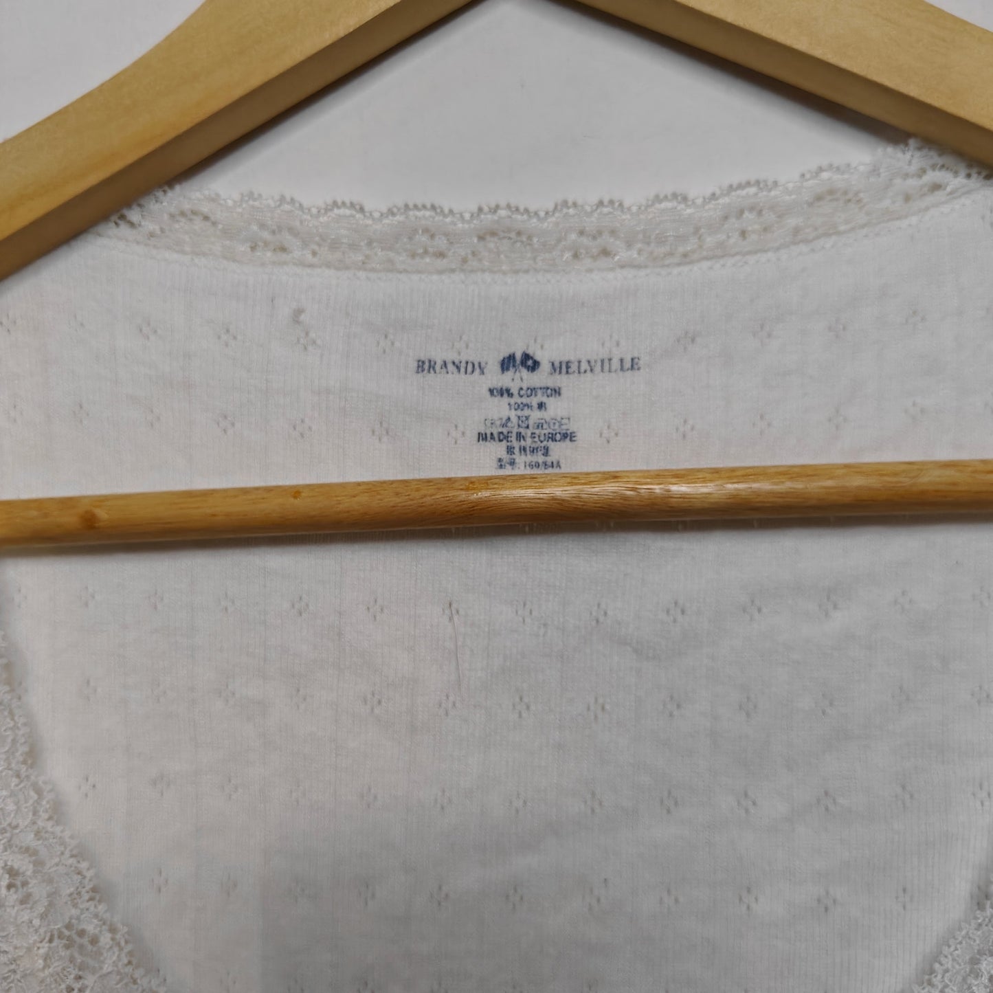 White Ribbed Lace Trim Baby Tee