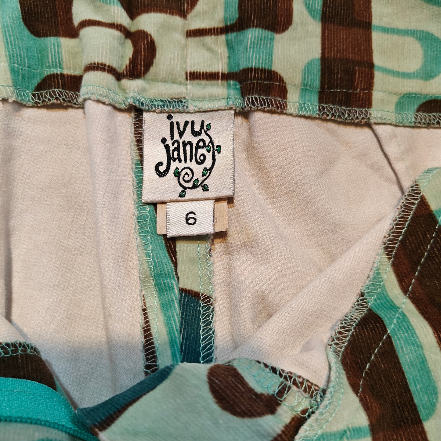 Retro Geometric Print Corduroy Pants