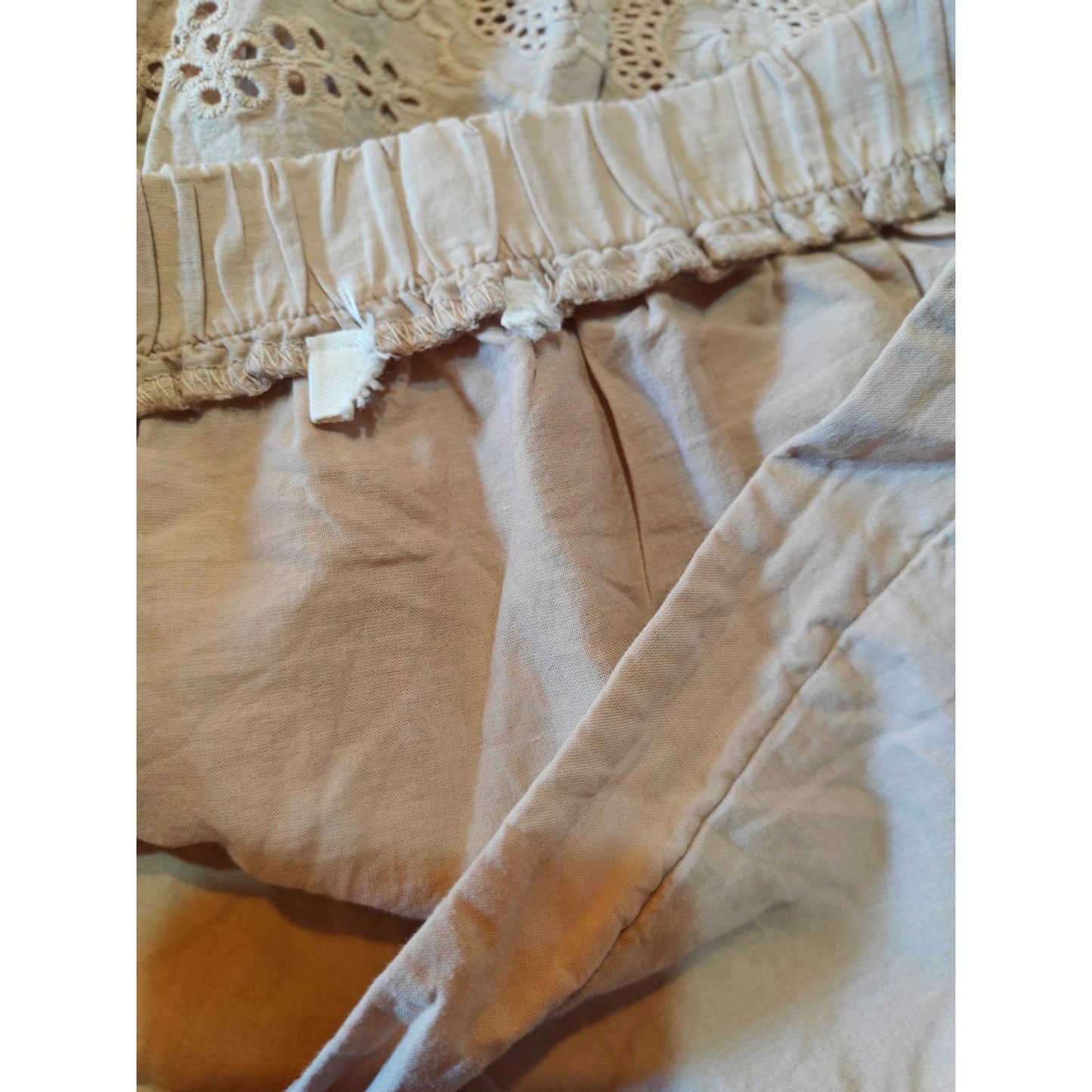 Tan Eyelet Lace Mini Skirt