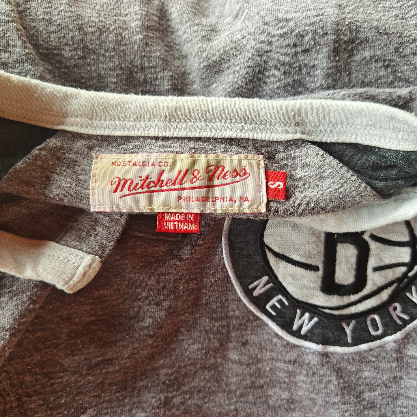 Mitchell & Ness Grey Colorblock Raglan Cotton Baseball Tee