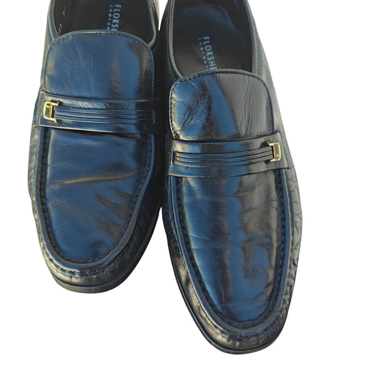 Mens Black Leather Moc Toe Loafers
