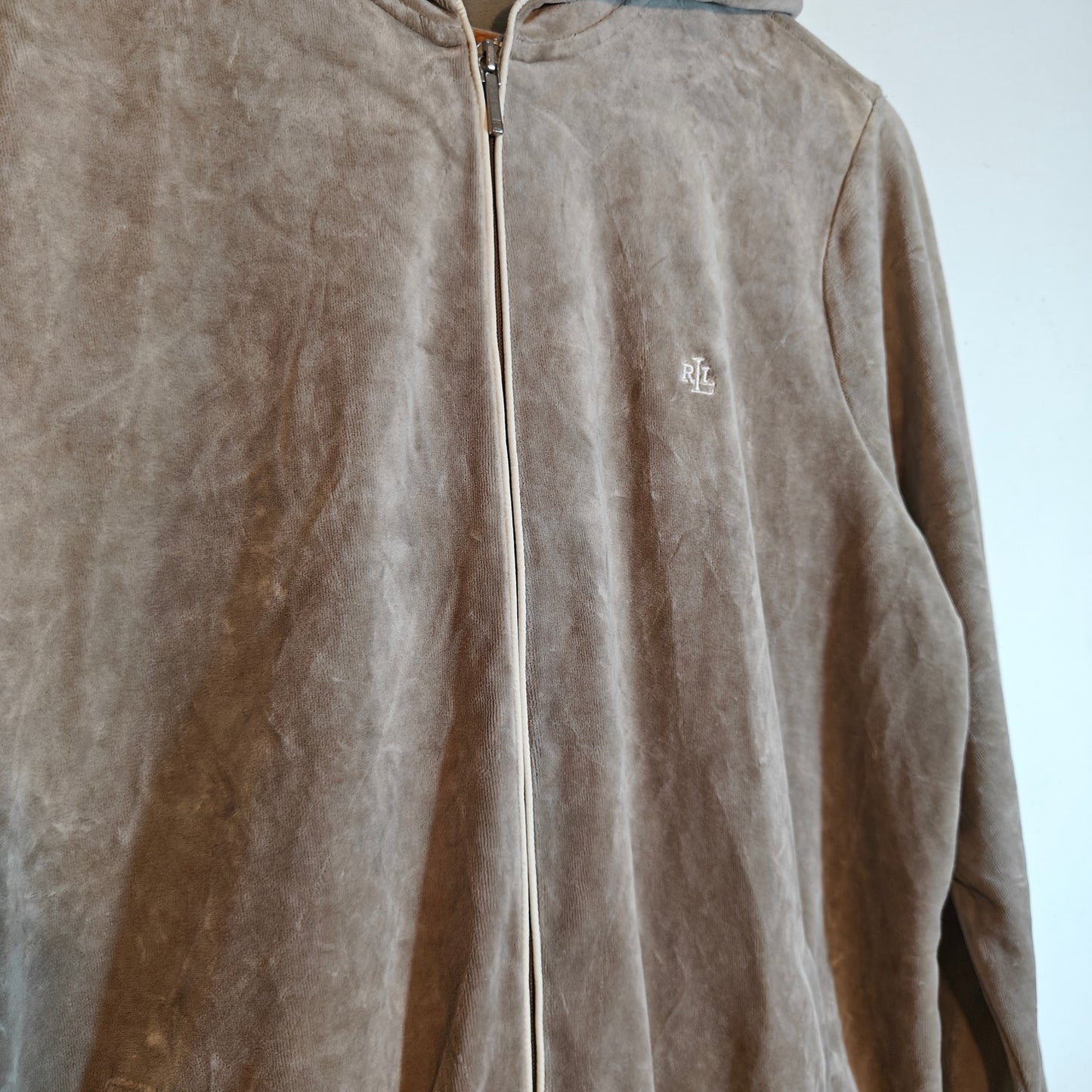 Brown Velour Zip-Up Hoodie