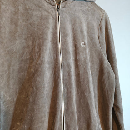 Brown Velour Zip-Up Hoodie
