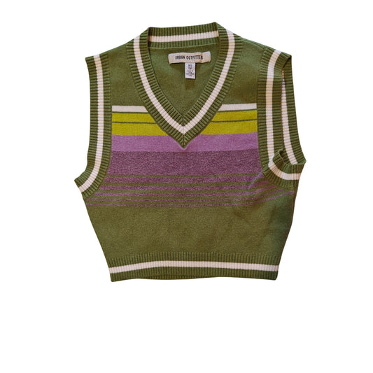 Green and Purple Striped Sweater Vest