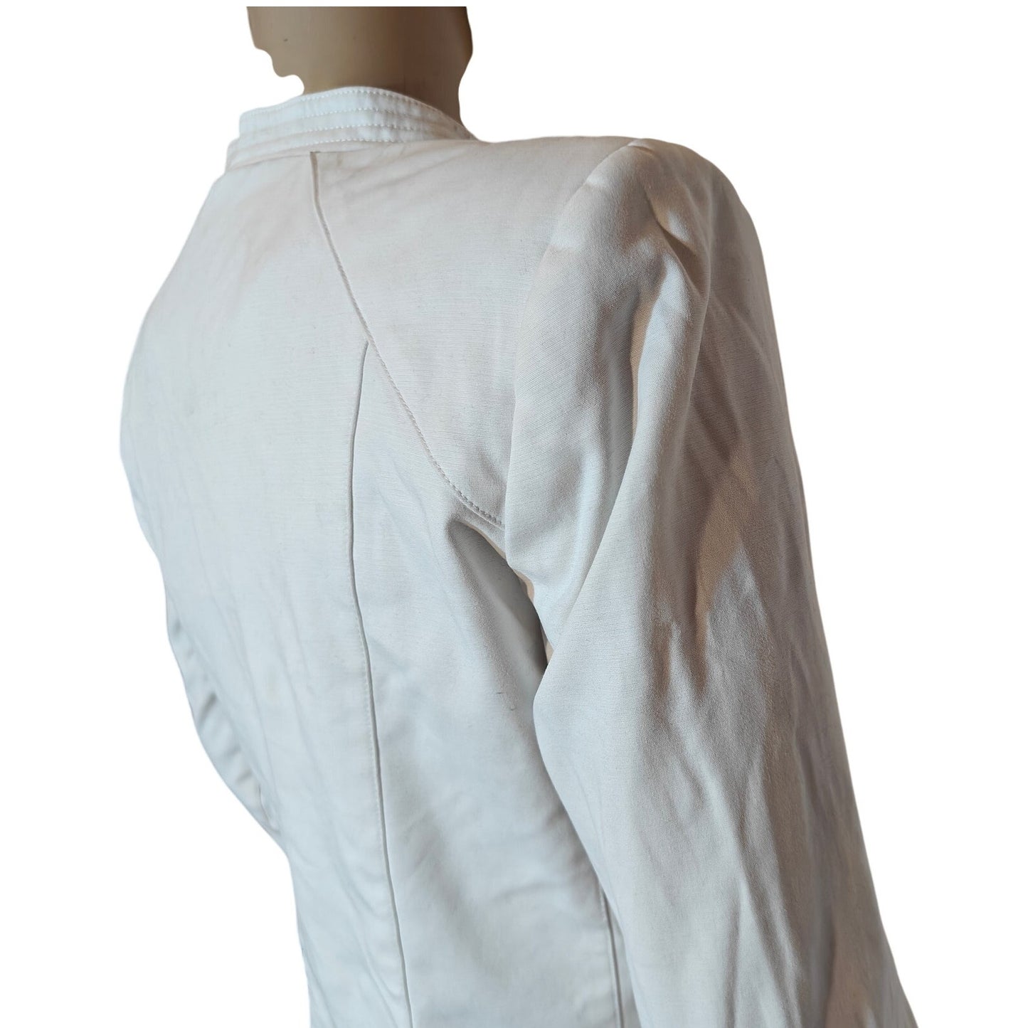 White Cotton Twill Moto Jacket