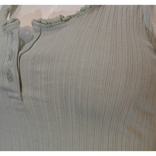 Sage Green Ribbed Crop Tank Top