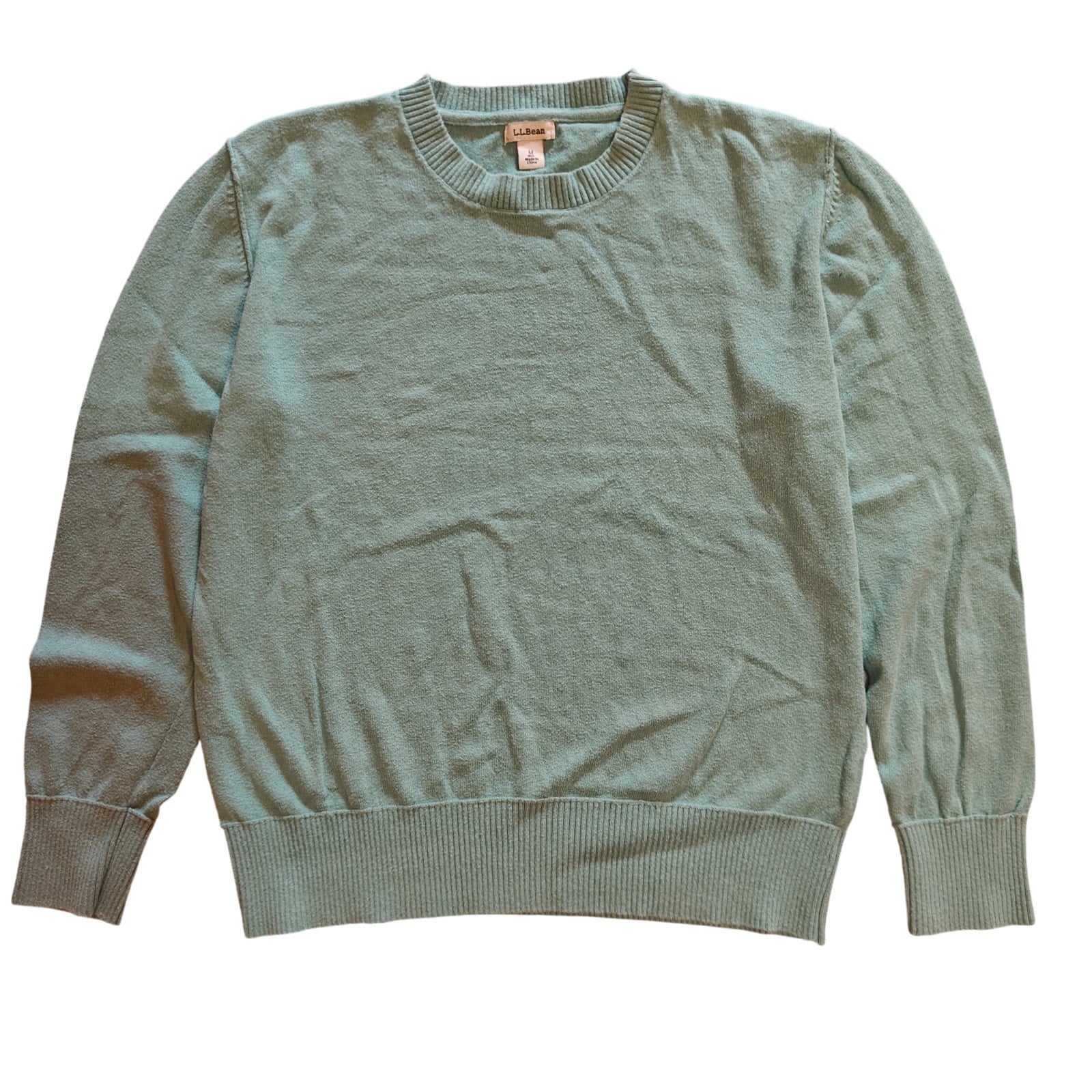 Aqua Cotton Cashmere Crewneck Sweater