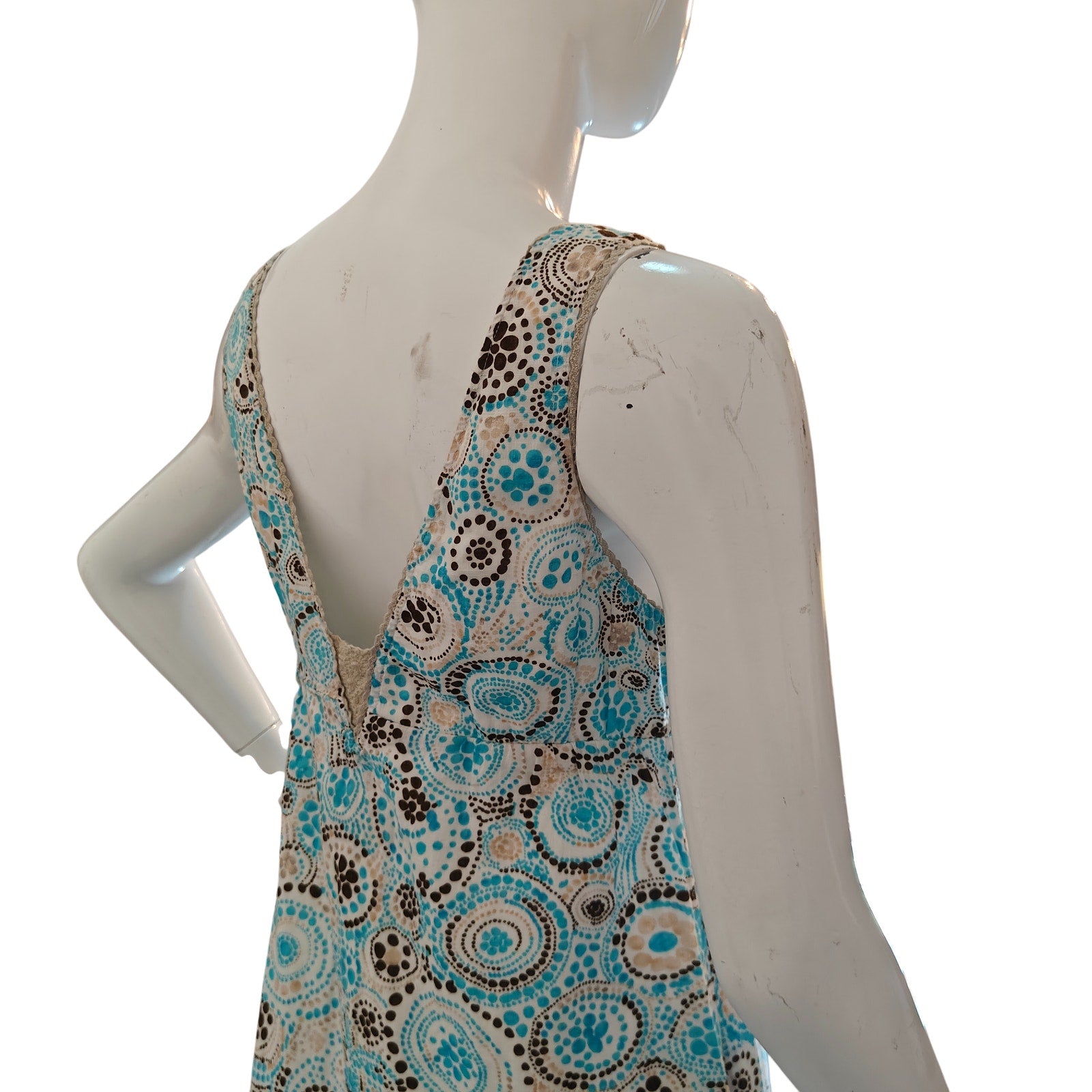 Free People Blue Paisley Boho Mini Dress V Neck Sleeveless Size 12
