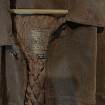 Vintage Brown Suede Leather Car Coat