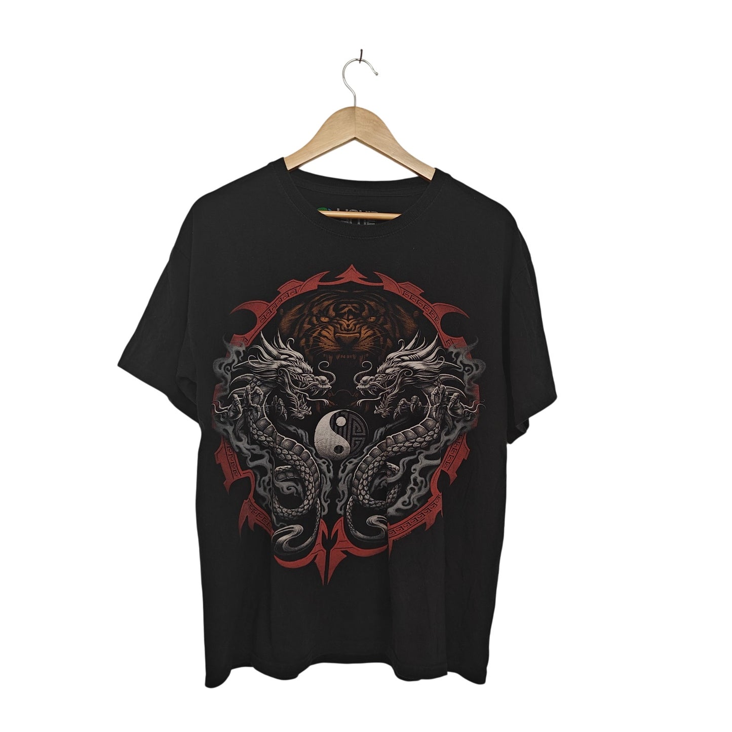 Black Dragon Tiger Yin Yang Graphic Tee