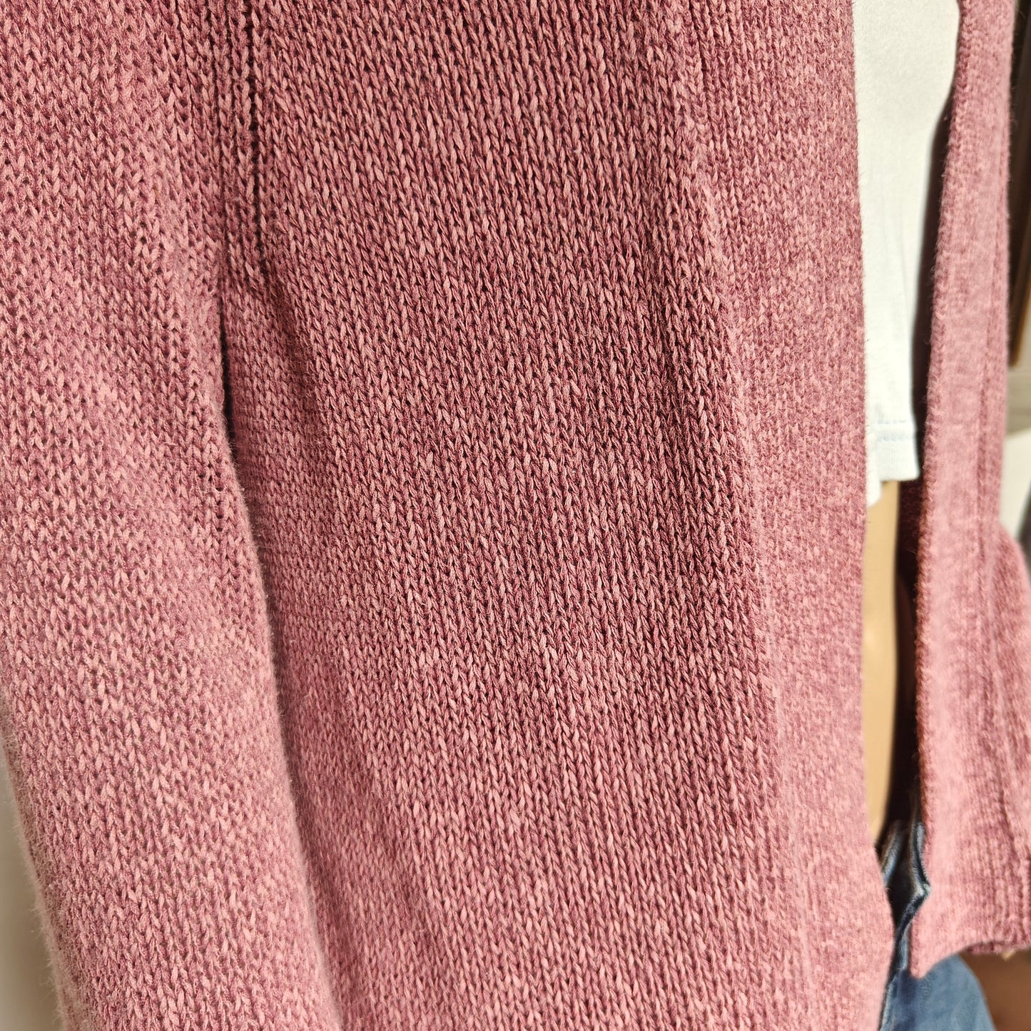 Dusty Rose Open Front Cardigan Sweater