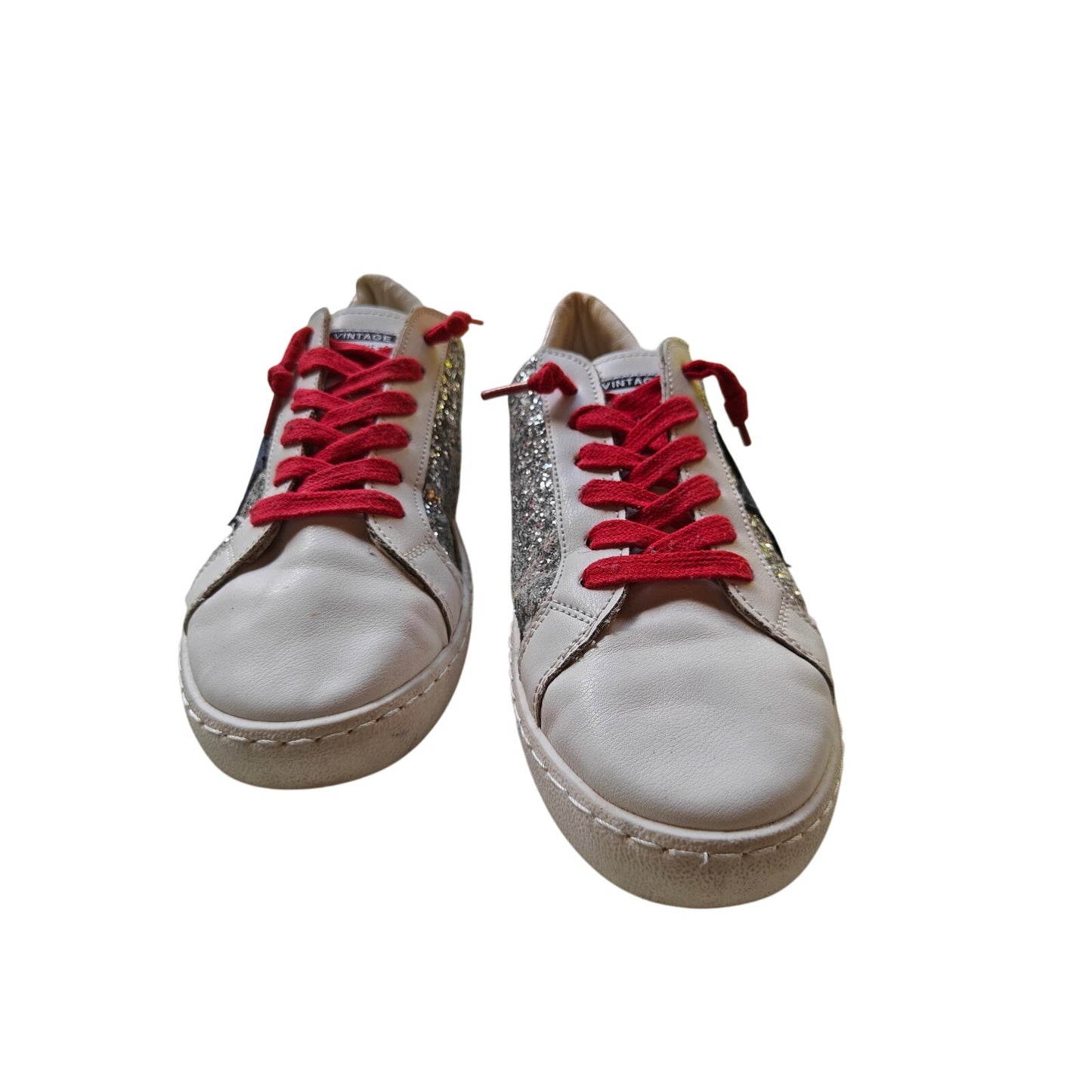 Glitter Star Sneakers With Red Laces