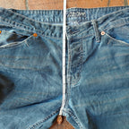 Womens 34 Light Wash Button Fly Flap Pocket Jeans