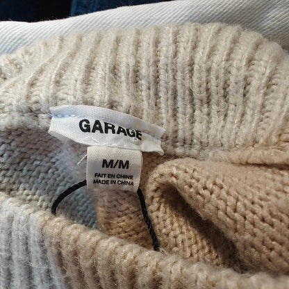 Beige Cropped Crew Neck Sweater