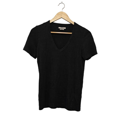 Black V-Neck Short Sleeve Tee