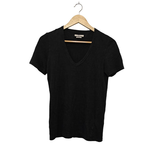 Black V-Neck Short Sleeve Tee