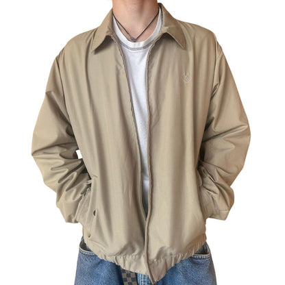 Tan Zip-Up Plaid-Lined Jacket