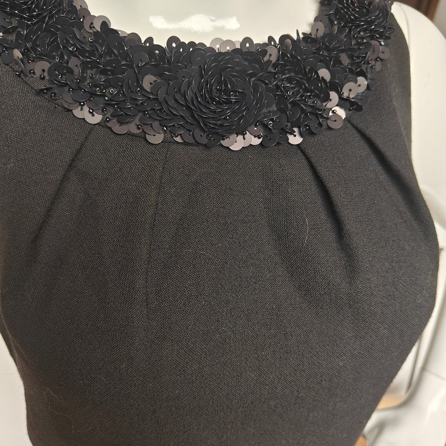 Black Embellished Neck Sheath Dress