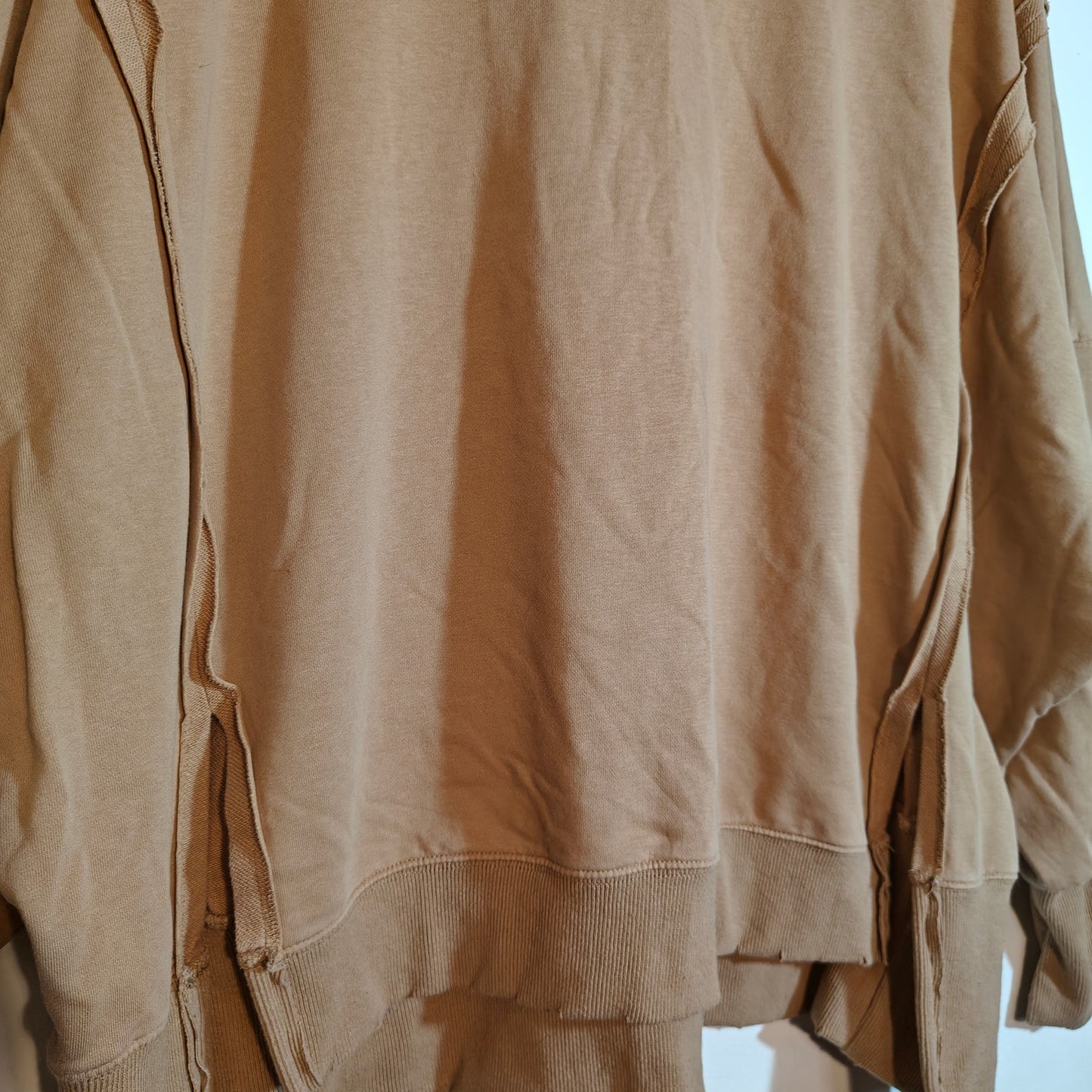 Tan Exposed Seam Oversized Slouchy Sweatshirt