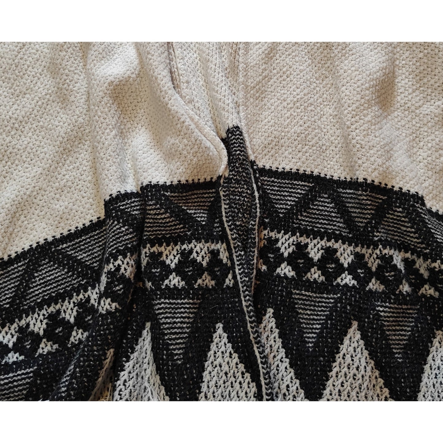Cream Fringe Poncho