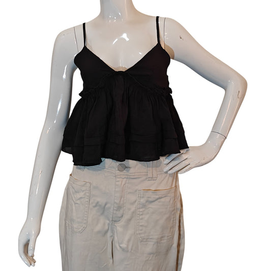 Black Ruffle Babydoll Cami Top