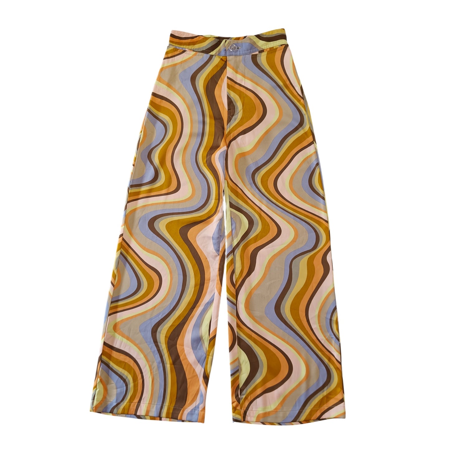 Retro Swirl Print Wide Leg Pants