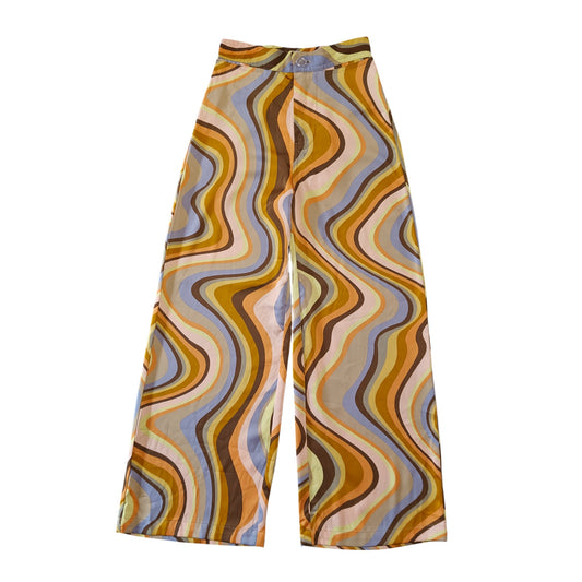 Retro Swirl Print Wide Leg Pants