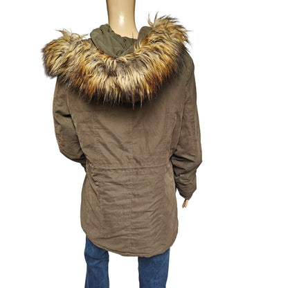 Olive Faux-Fur Hooded Parka