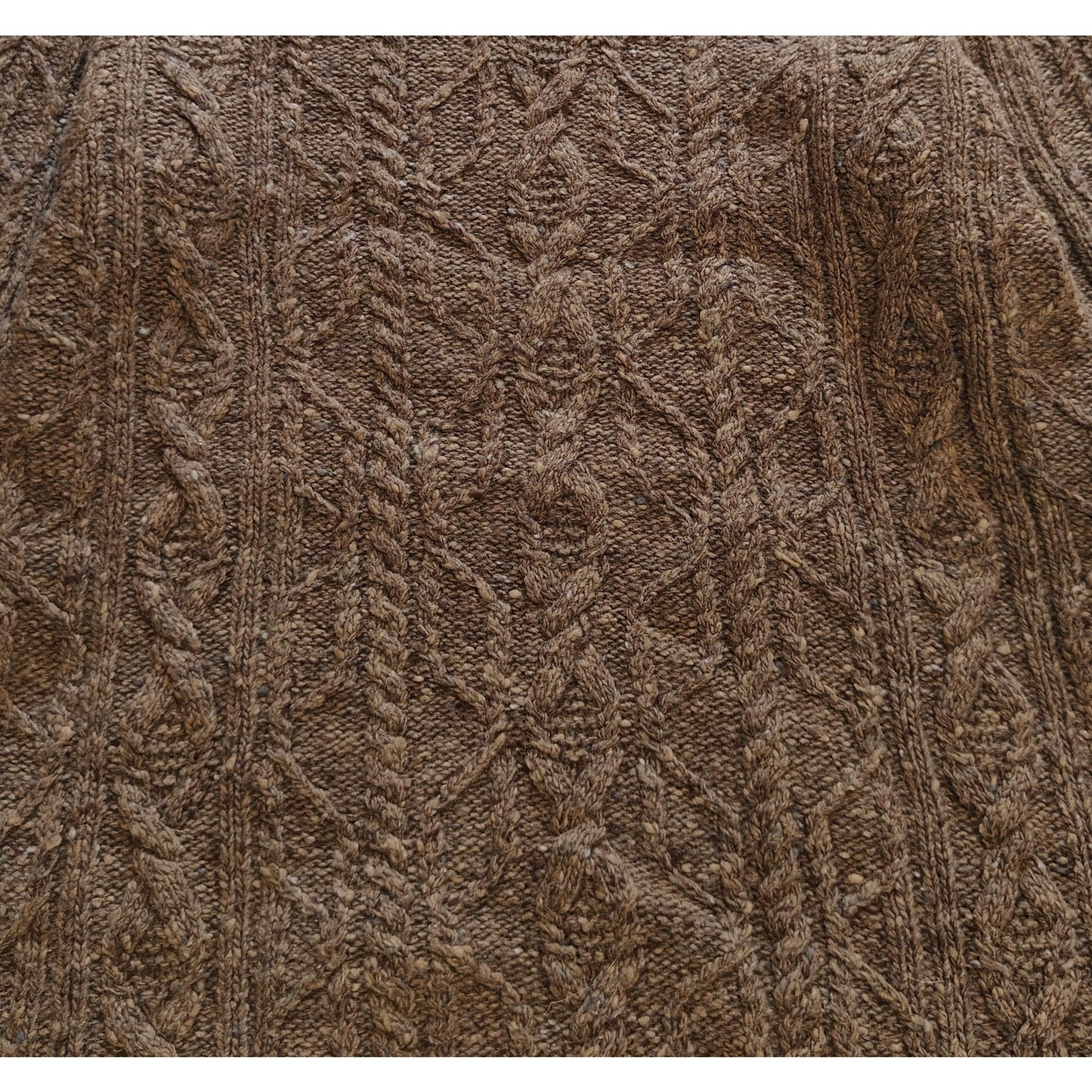 Brown Cable Knit Wool Turtleneck Sweater