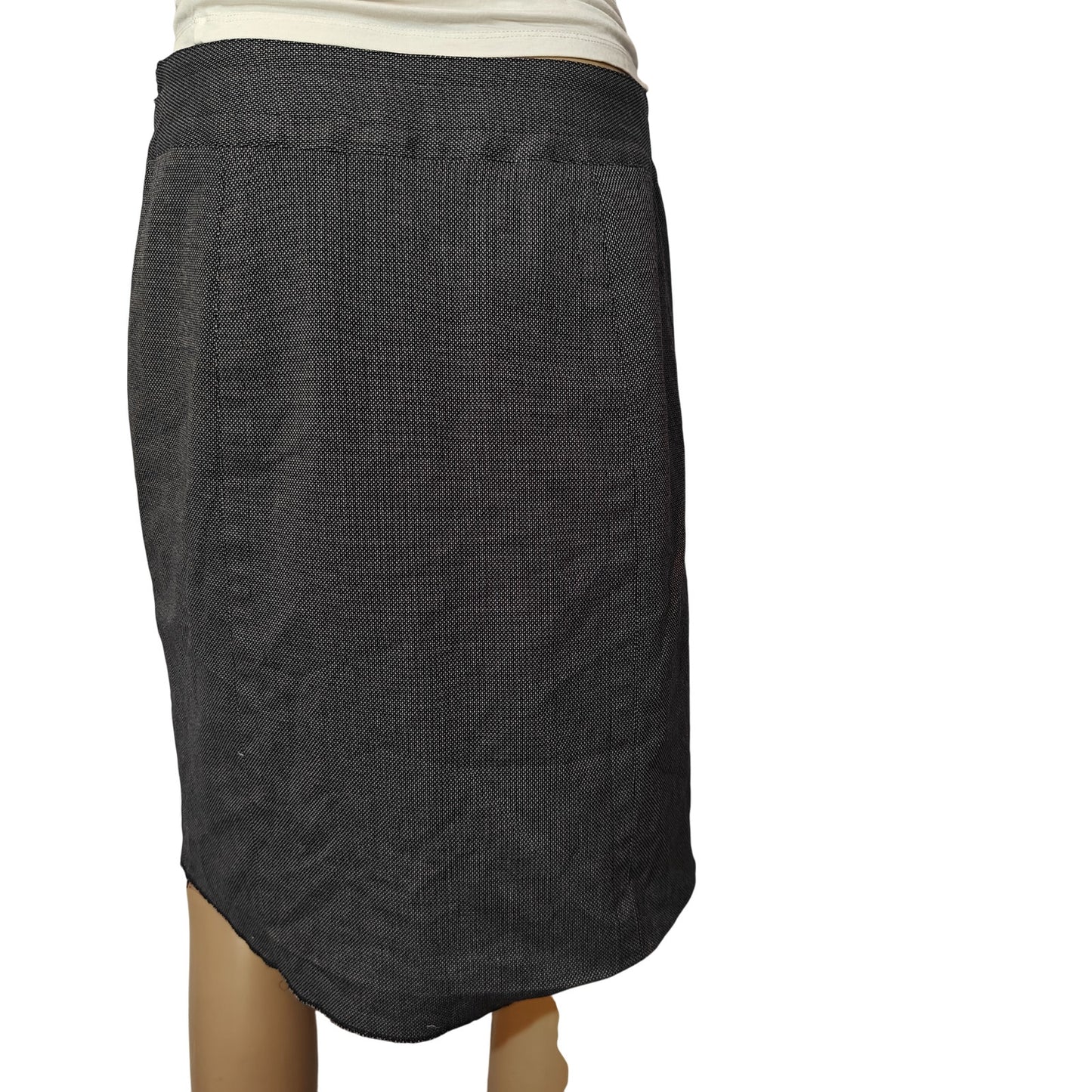 Navy Button-Front Pencil Skirt