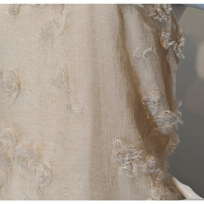 Cream Textured Sleeveless Blouse