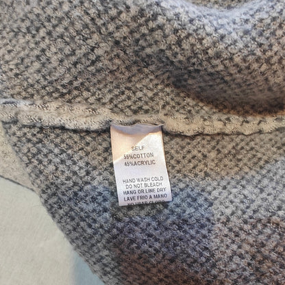 Beige and Gray Open Front Cardigan Sweater