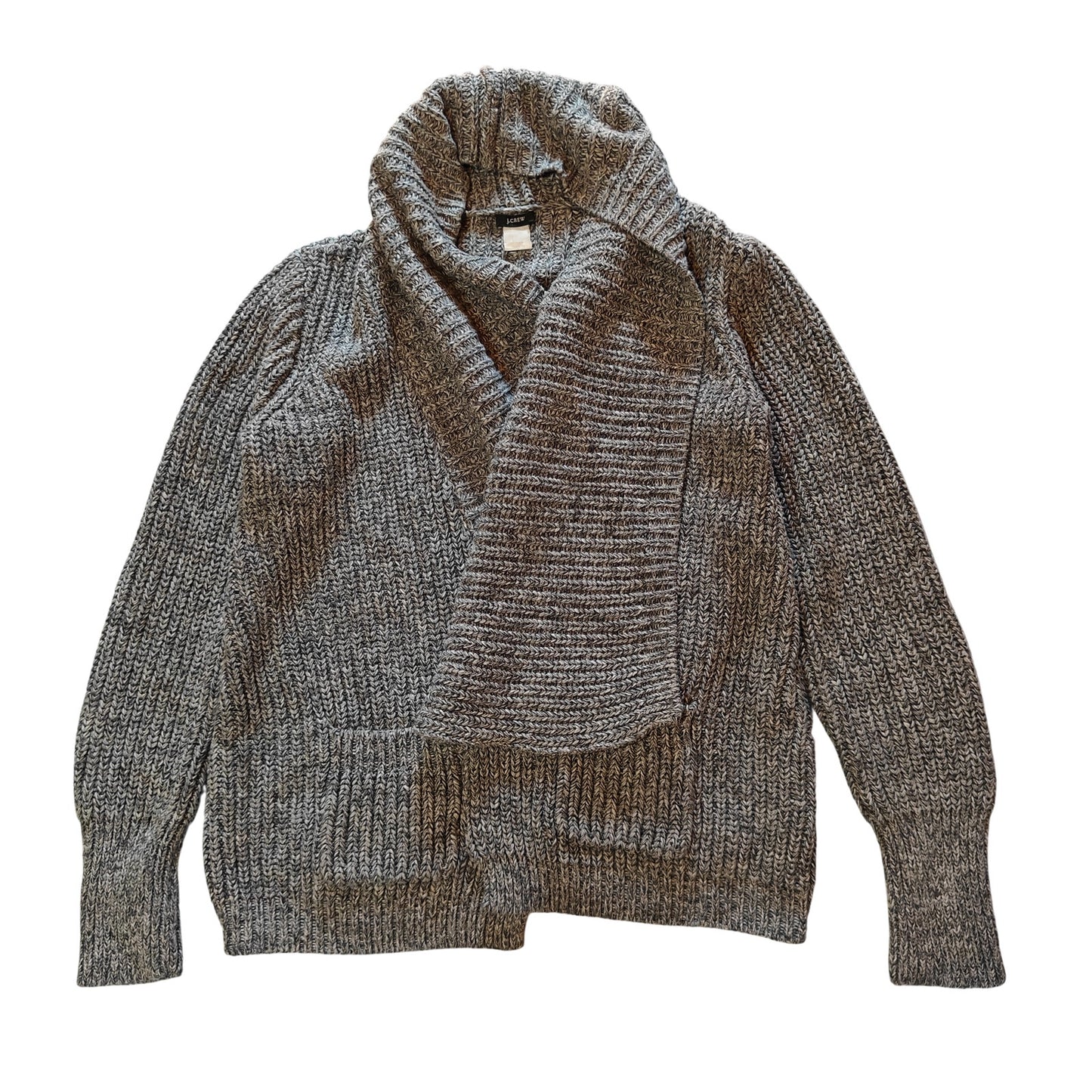Gray Chunky Knit Shawl Collar Cardigan Sweater
