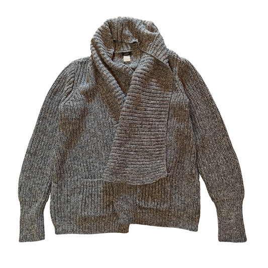 Gray Chunky Knit Shawl Collar Cardigan Sweater