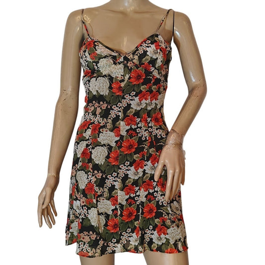 Black Floral Mini Slip Dress