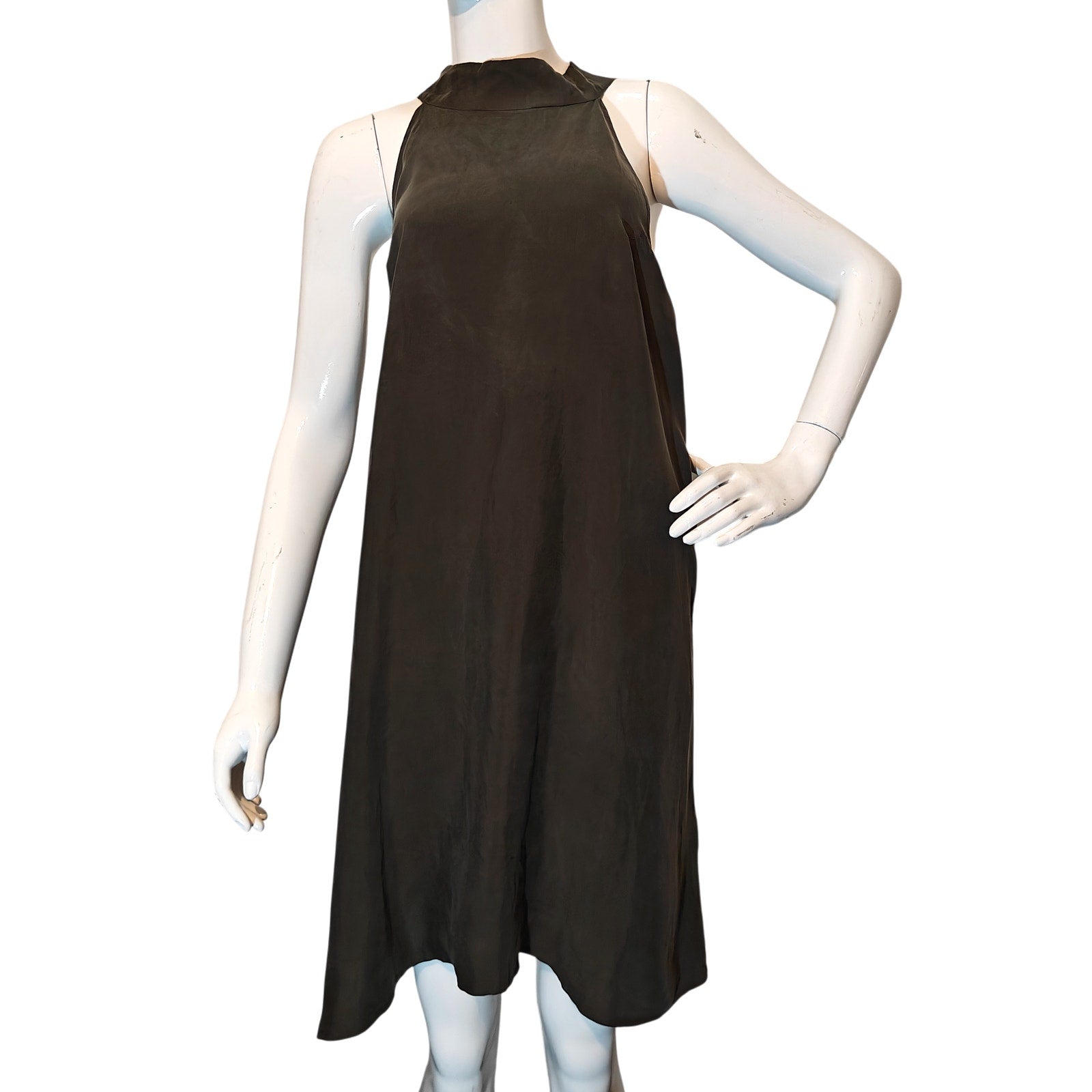 Olive Green Halter Shift Dress