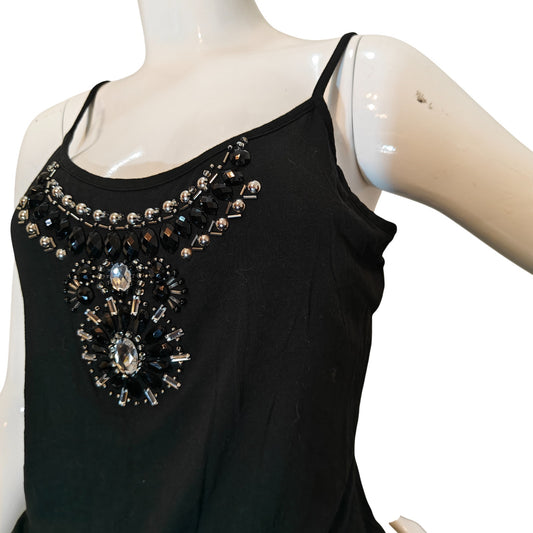 Black Embellished Tank Top