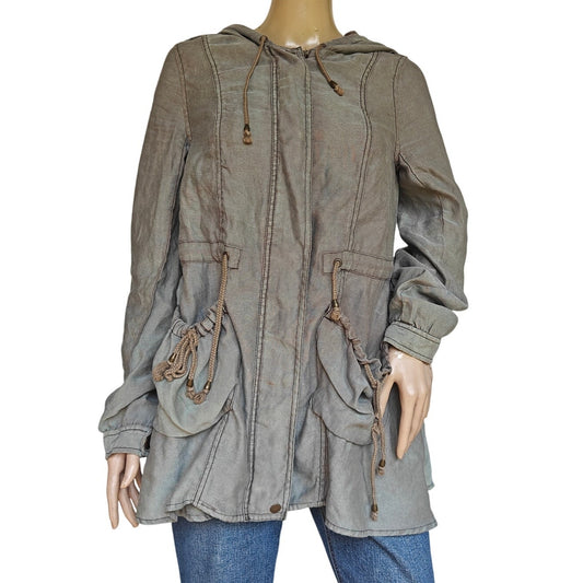 Lightweight Olive Hooded Jacket With Drawstring