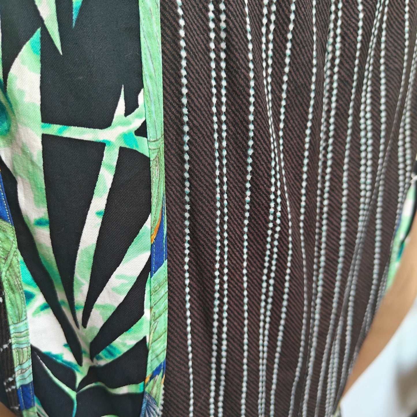 Tropical Print Striped Fit & Flare Dress